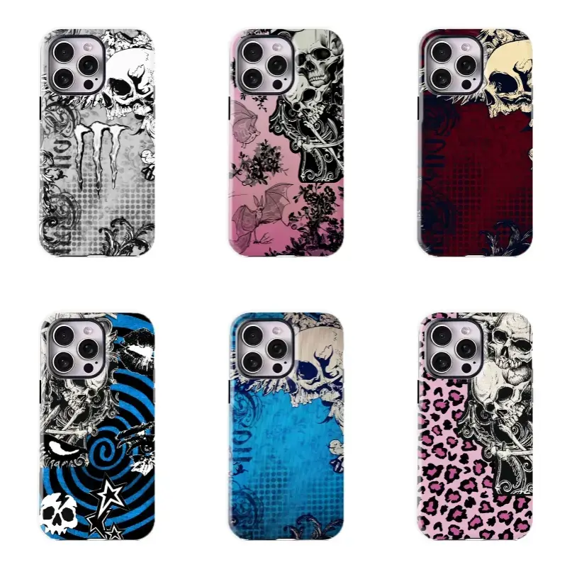Dark Gothic Skull Pattern Monster Smartphone Case - Shockproof Protective Cellphone Shell, Subculture Trendy Accessories for iPhone 11/12/13/14/15/16/17 ProMax Plus & Samsung Handheld Devices, Unisex Perfect Fan Gift