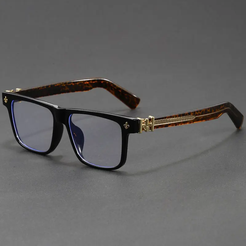 Cool Ins Style Square Full Frame Glasses, Fashion Square Frames Eyeglasses with Retro Metal Carved Hinges on Temples, Suitable for Men and Women