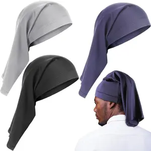 3 Count Satin Lined Dread Loc Cap Long Braid Cap Elastic Dreadlock Tube Sock for Full Cover Hair Stocking Night Sleep Bonnet