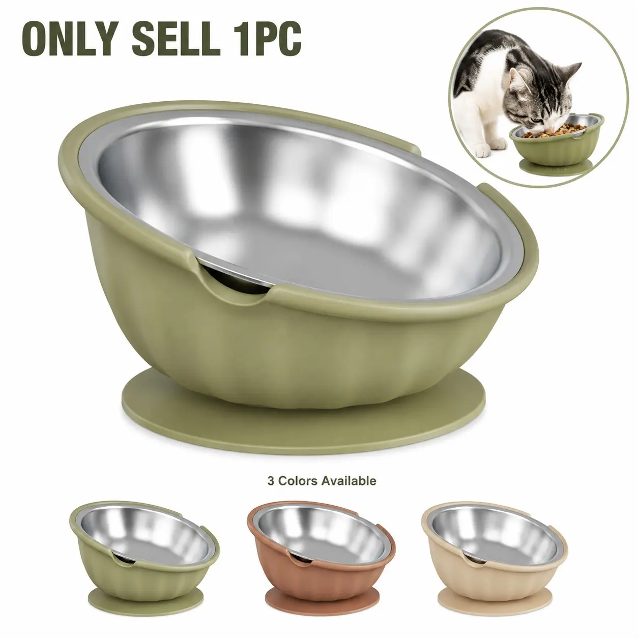 Anti Slip Silicone Slow Feeder Pet Bowl with Strong Suction Cup, Tilted Design Cat and Dog Food Bowl, Anti Choking Elevated Feeding Dish, Spill Proof Pet Feeding Bowl for Cats and Small Dogs