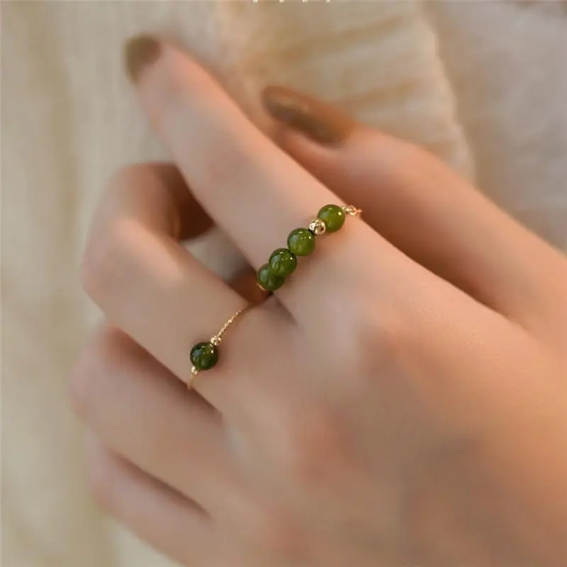 14K Gold Filled Natural Hetian Jasper Ring Knuckle Ring Gold Jewelry Mujer Bague Femme Handmade Minimalism Jewelry Boho Ring