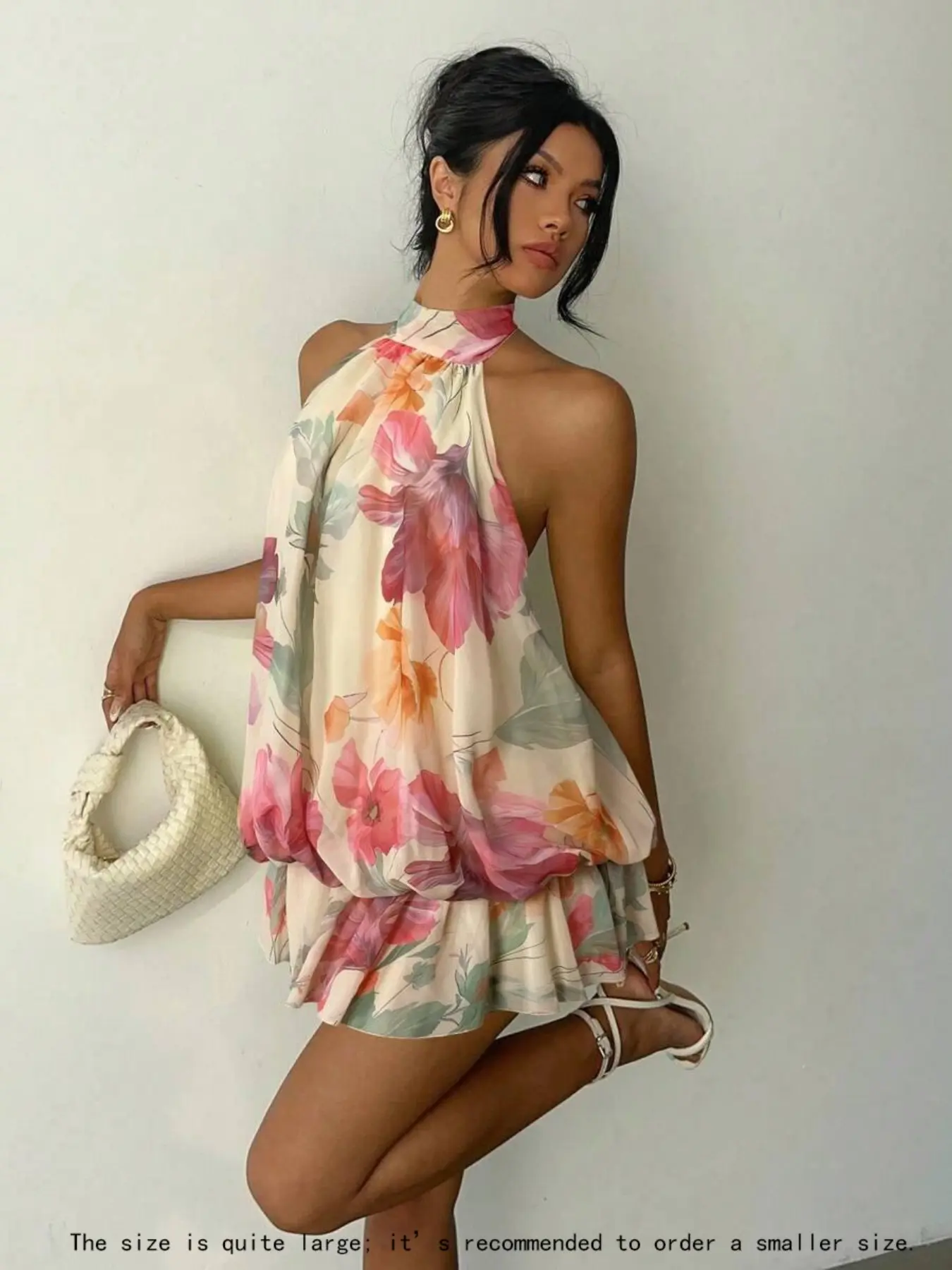 Elegant Women's Strapless Tie Mini Dress, Summer Floral Pattern Casual Beachwear with Stylish Comfortable Design, Casual Beach Sundress