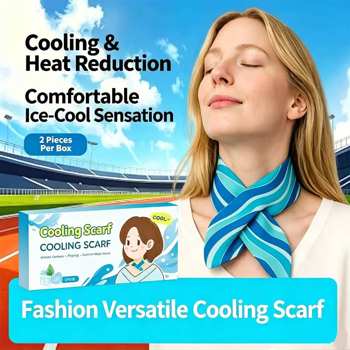 Ice Cool Scarf for Cooling, Necklace Wrist Cooler, Outdoor Sports Ice Sensation, Student Military Training, Outdoor Cooling Wrap, Lightweight