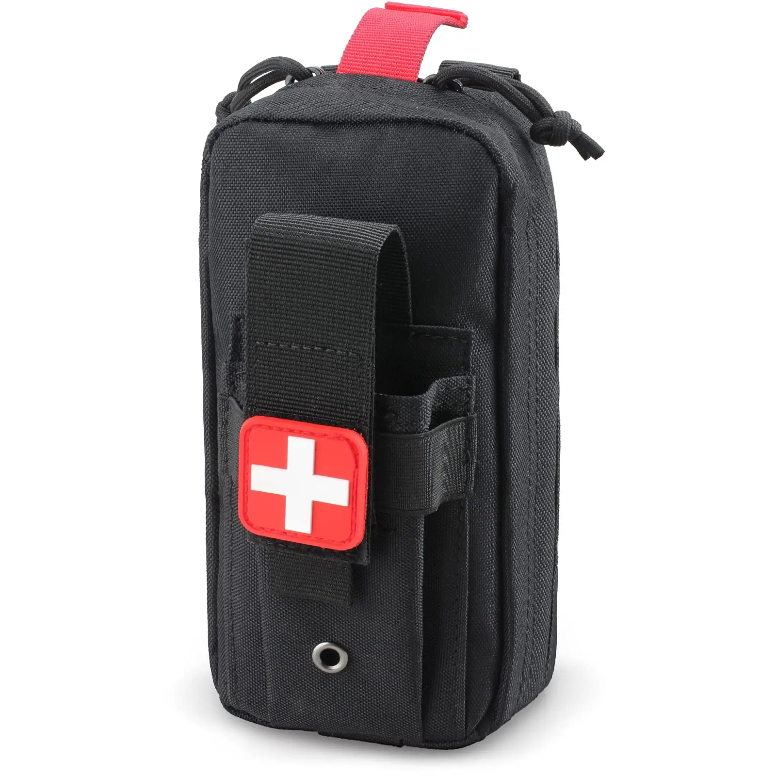 Tactical Tourniquet Holder, Small Portable Trauma IFAK Medical Pouch with MOLLE System, Emergency EMT Gear for Camping, Hiking - Black, 1 Bag Only, No Accessories Included
