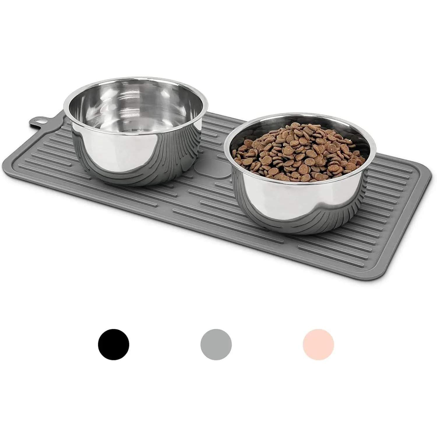 Pet Placemat for Dog and Cat, Mat for Prevent Food and Water Overflow, Suitable for Medium and Small Pet, Grey, Silicone