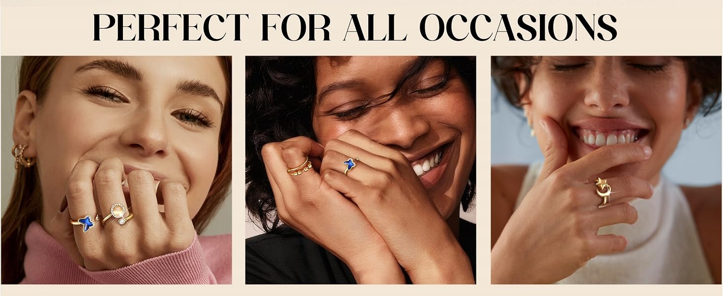 9 Pcs Fidget Anxiety Relief Rings for Women & Men, Spinner Ring Set with Cz Flower Moon Star Design, Adjustable Anti-Rotatable Jewelry Gift 9 Pcs Fidget Anxiety Relief Rings for Women & Men, Spinner Ring Set with Cz Flower Moon Star Design, Adjustable Anti-Rotatable Jewelry Gift