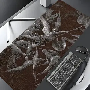 Classical Religious Art Jesus Devil Design Large Gaming Mouse Pad,Aesthetic Desktop Protection Pad, Desk Mat, Computer Desk Mat, Washable Rubber Pad Non-Slip Lock Edge Multi-Size Mouse Pad,Suitable For Home Office,Good Gift for Family and friends