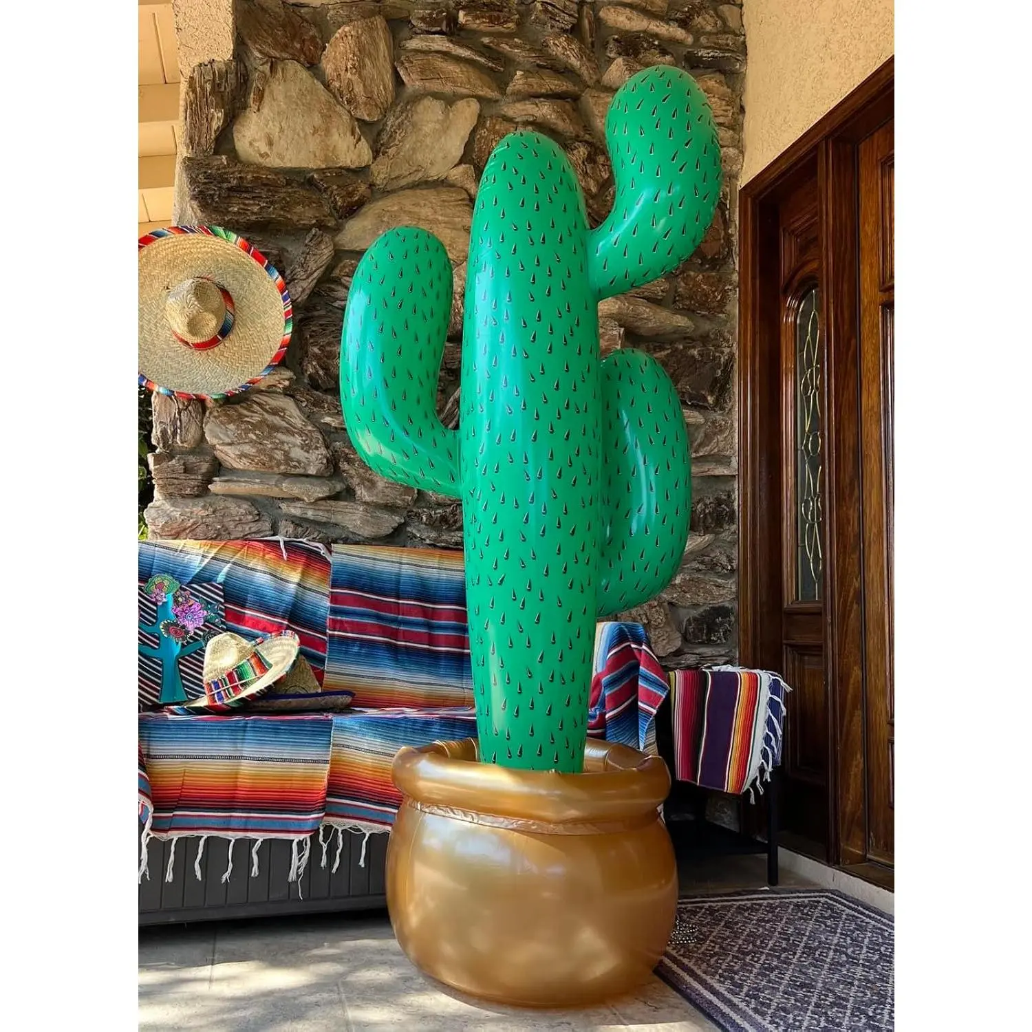 Inflatable 76" Jumbo Cactus Prop Decor, Giant Cactus Tree for Mexicano Fiesta Theme Party Decor, Cinco De Mayo Prop, Hawaiian Pool Party, Desert Western Cowboy Theme Decoration