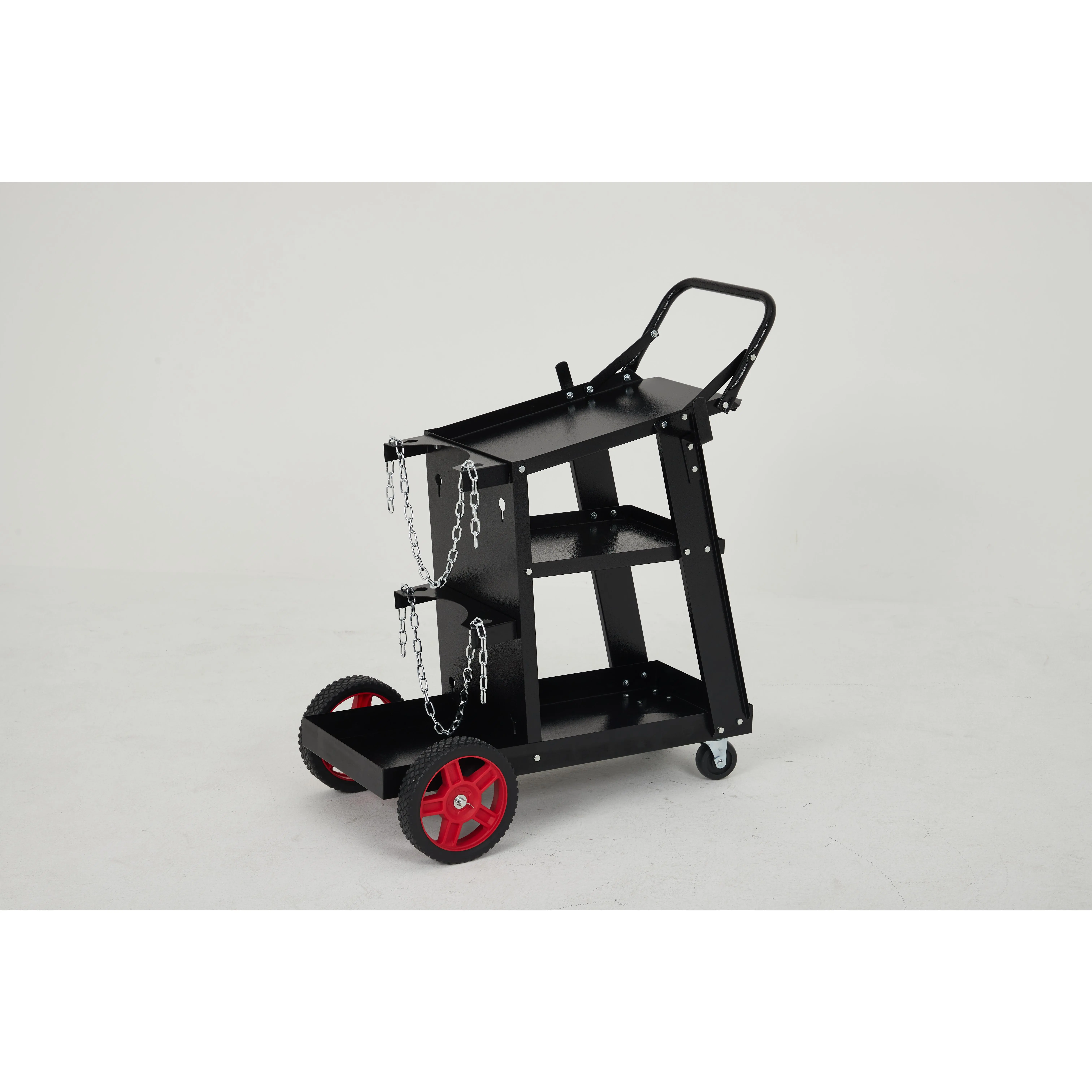 Welder Cart,Rolling Welding Cart with Tank Storage Safety Chains and Gas Cylinder Slots for TIG, ARC, Plasma Cutter Welding Machine,Black