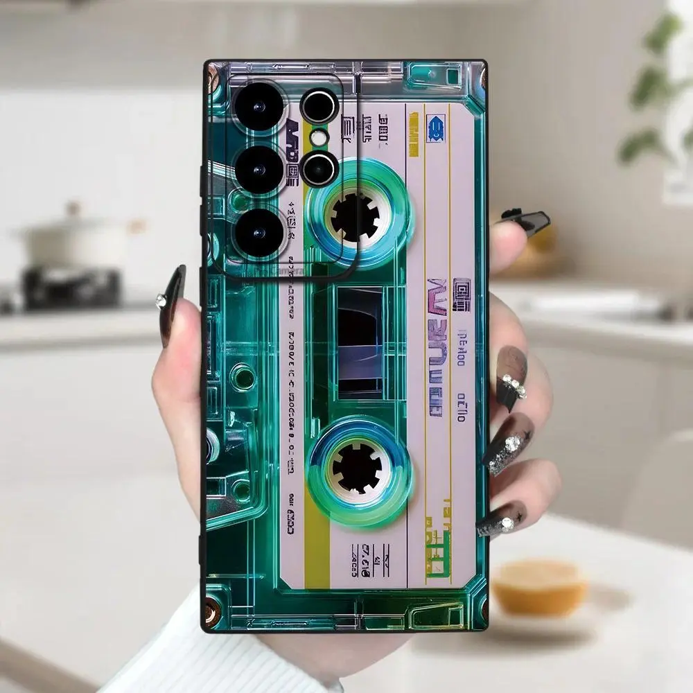 Cool R-Retro Cassette Tape Printed Silicone Phone Case For Samsung S26 S25 S24 S23 S22 Plus Ultra and iPhone 17 Air 16 15 14 13 12 11 Pro Max Plus  Cover
