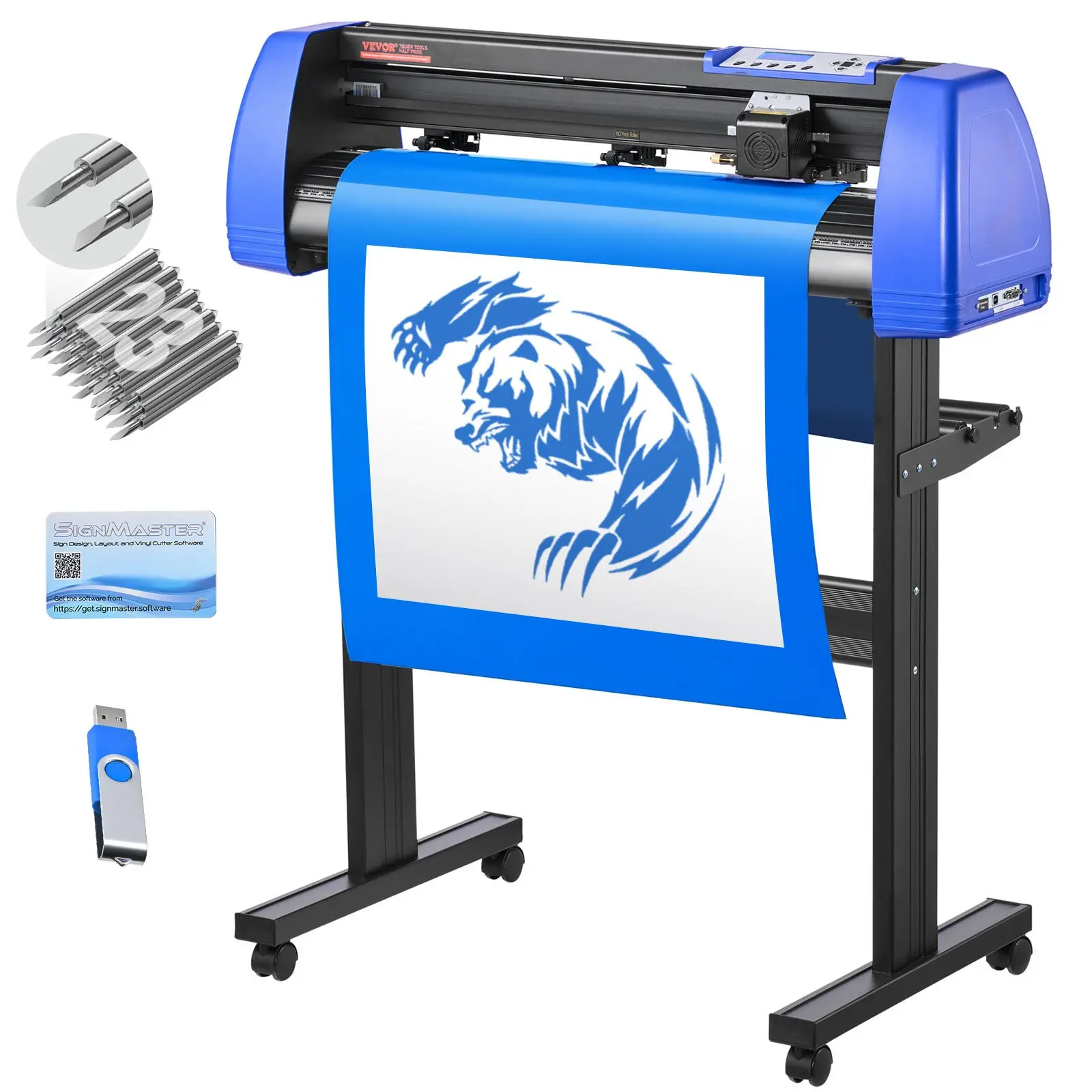 【DealsForYouDays】VEVOR Vinyl Cutter, 28" Vinyl Cutter Machine with 20 Blades, Maximum Paper Feed 720mm Vinyl Plotter Cutter Machine with Sturdy Floor Stand Adjustable Force and Speed for Sign Making