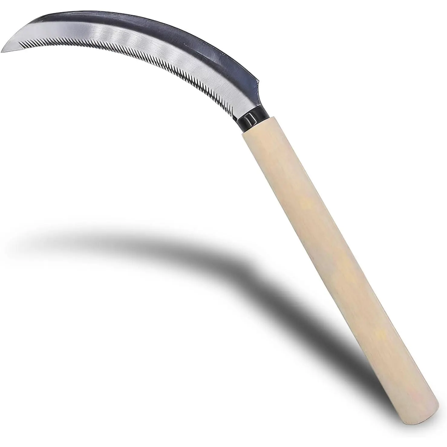 217 Japanese Garden Tool - Hand Hoe/Sickle is Perfect for Weeding and Cultivating. The Blade Edge is Very Sharp., Beige-a
