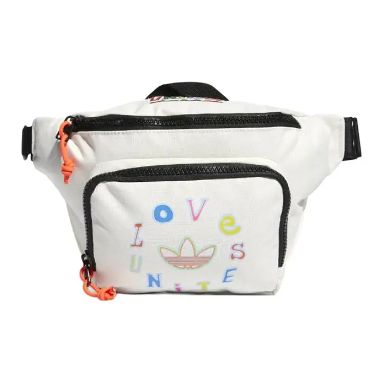 Adidas Originals Colorful Letter-Print Polyester Crossbody Chest Bag for Men and Women, White