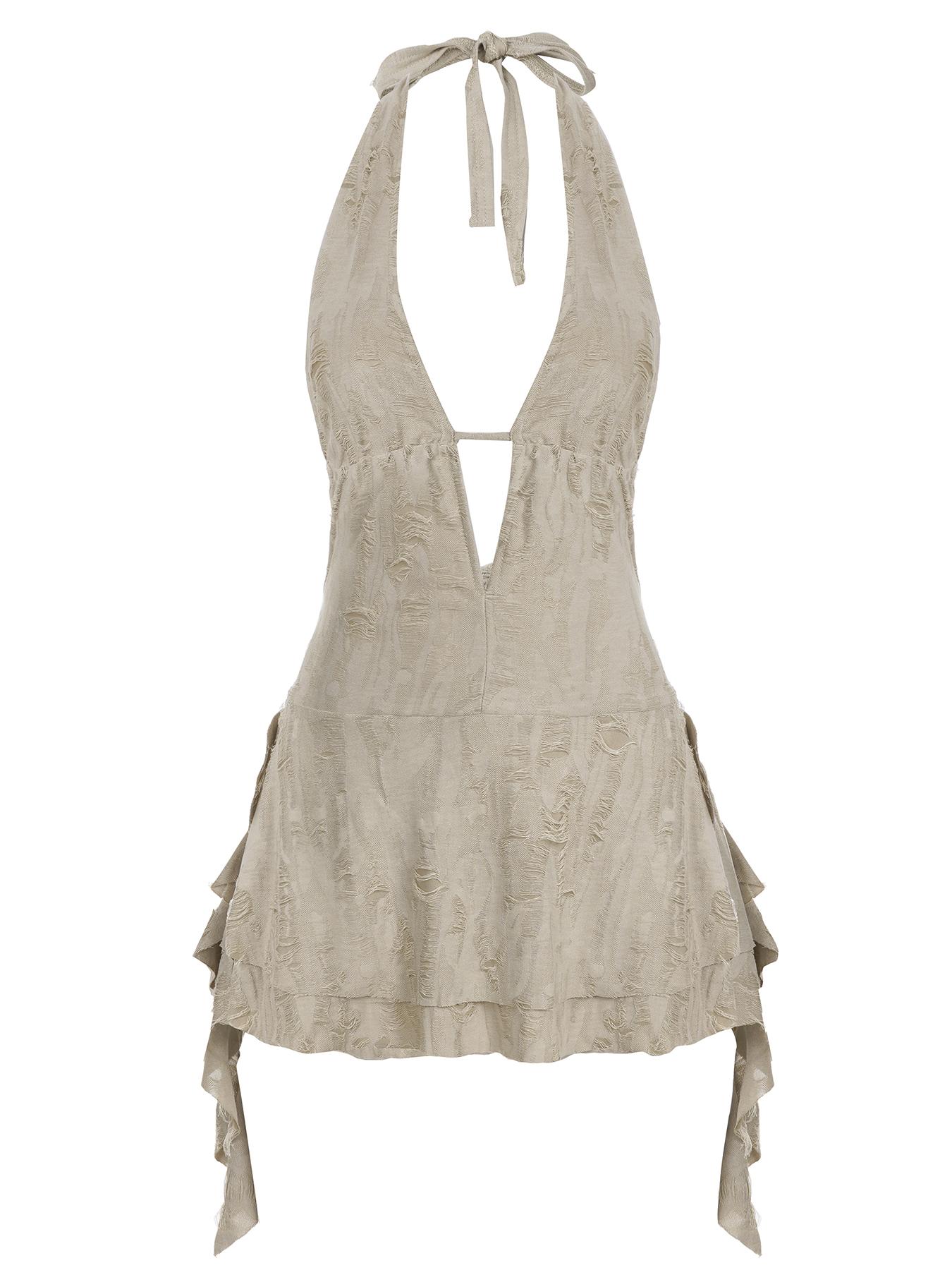 Women's Solid Color Backless Casual Comfy Dress, Sleeveless Summer Dress for Parties, Clubs and Dates, Ladies Summer Clothes, Womenswear