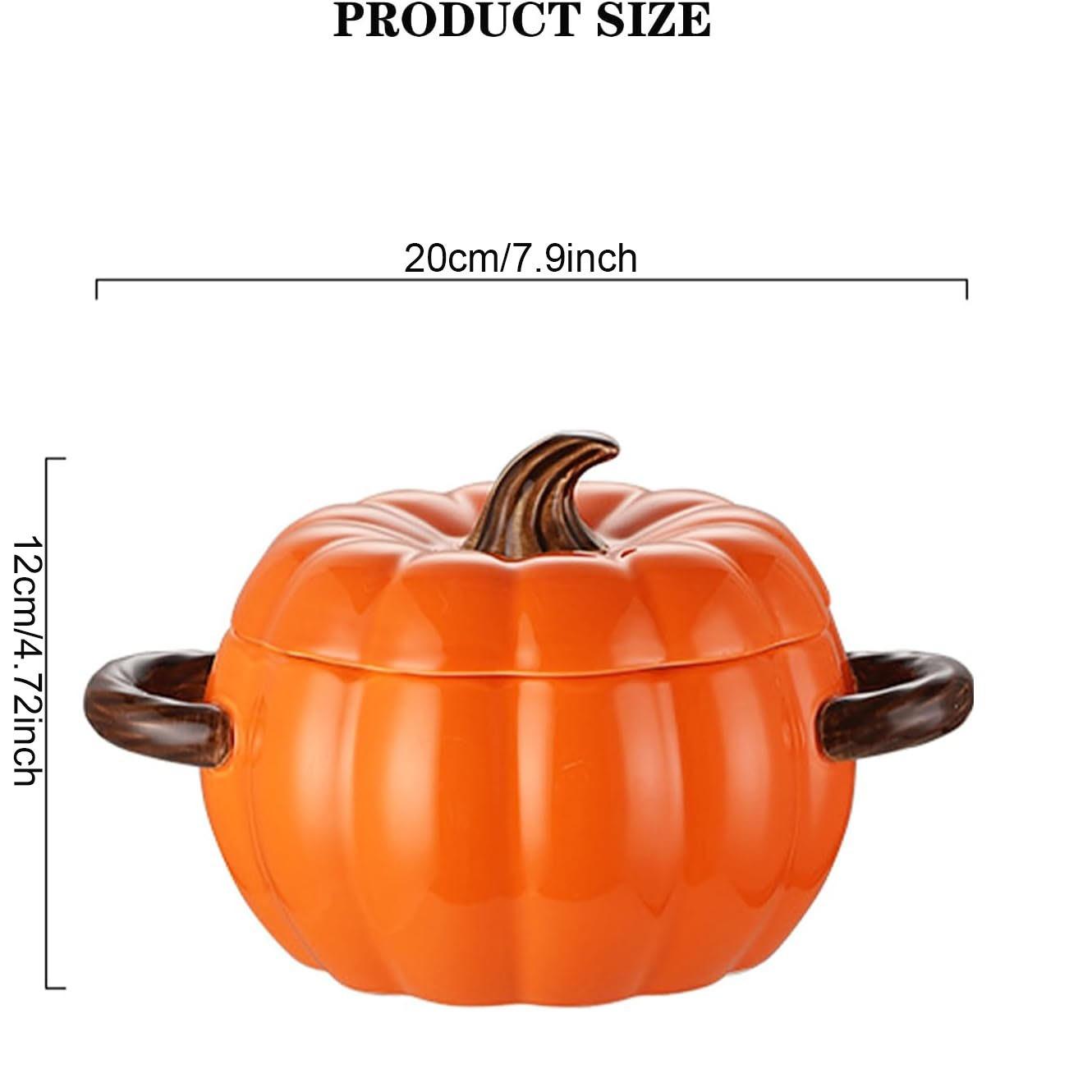 Pumpkin Ceramic Pot, Stew Pot, Pumpkin-shaped casserole is very suitable for baking, dessert and side dishes, and can also hold all kinds of snacks and sweets. It is an ideal gift for family and friends on Halloween, Christmas, Thanksgiving and New Year.