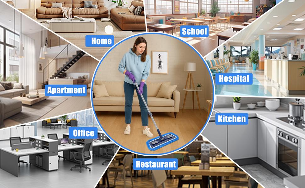 Microfiber Mops for Floor Cleaning - 3 Thickened Washable Pads - Floor Dusters for Hardwood with 55" Adjustable Handle - Wet Dry Dust Mop for Pet Hairs Walls Tile Wood Laminate Home Kitchen