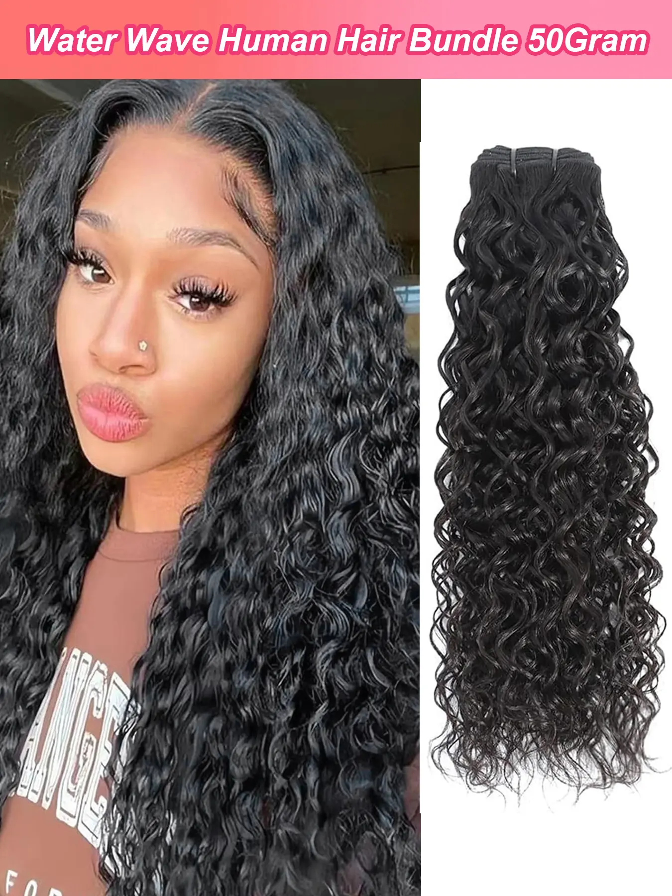 50g Human Hair Bundle, 100% Real Human Hair, Natural Look, Soft & Smooth Texture, Ideal for Styling & Extensions, High-Quality Material