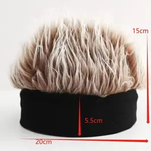 Men's Fashionable Faux Fur Knit Hat - Hip-Hop Style, Straight Hair, No Brim, Excellent Choice for Parties and Cosplay, Black and White Design, Party Accessory |   Fashionable knitted hat |   Imitation fur hat