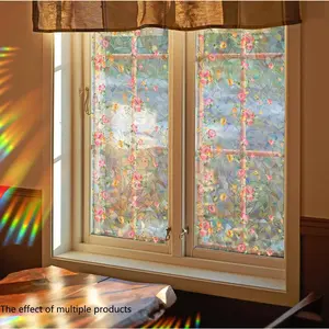 Floral Pattern Window Decorative Sticker - Self-Adhesive Privacy Film, Removable Window Decal for Living Room Bedroom Glass