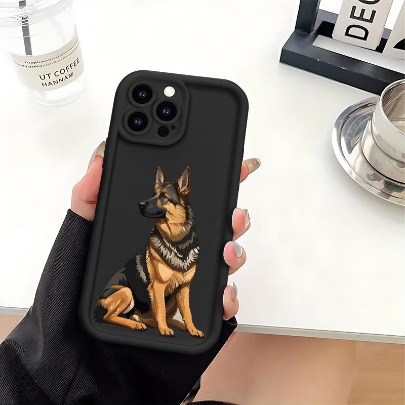 German Shepherd Dog Pattern Case for iPhone 17 Pro Max 16 16e 15 14 Plus 13 12 Mini 11 Air X XS Pattern Soft TPU Rubber Camera Protection Rugged Mobile Phone Cover Gift 2D printing