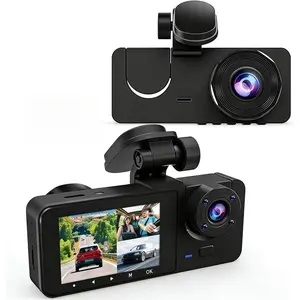 3-Channel Car Recorder Front and Rear Camera, Car Camera with IR Night Vision, 1080P Full HD Car Recorder, 24-Hour Recording, Loop Recording, G Sensor