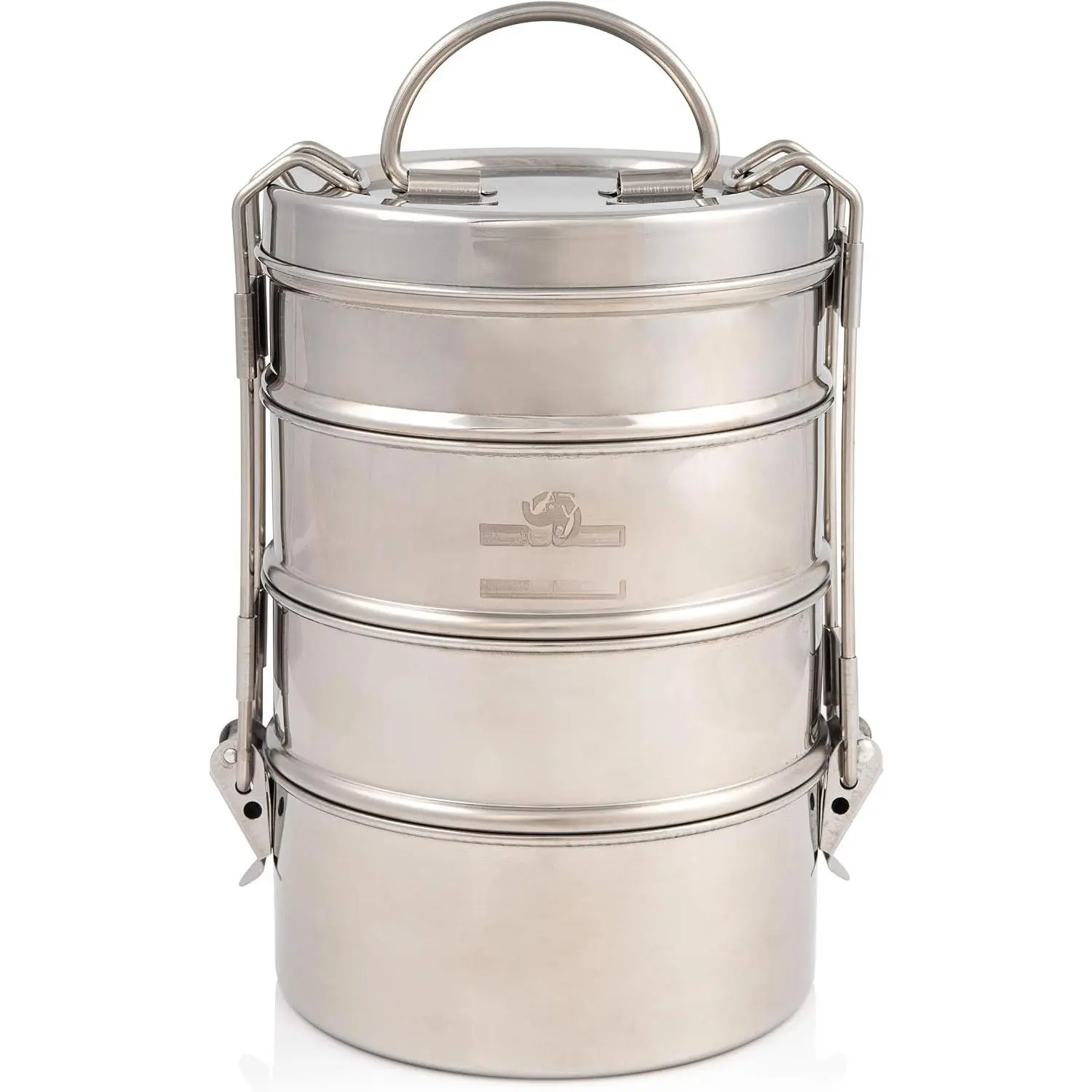 Sturdy Classic Modern 4-Tier Stainless Steel Large Tiffin Box, Kitchen Tableware for Lunch Storage