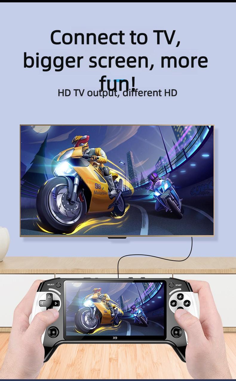 X9 Handheld Game Console 128GB – 5.5" HD Screen Portable Retro Gaming System with Built-in Games, 8+ Emulators Support, Game Boy/PSP/FC Classic Games, Perfect Gamer Stuff for Kids & Family Fun