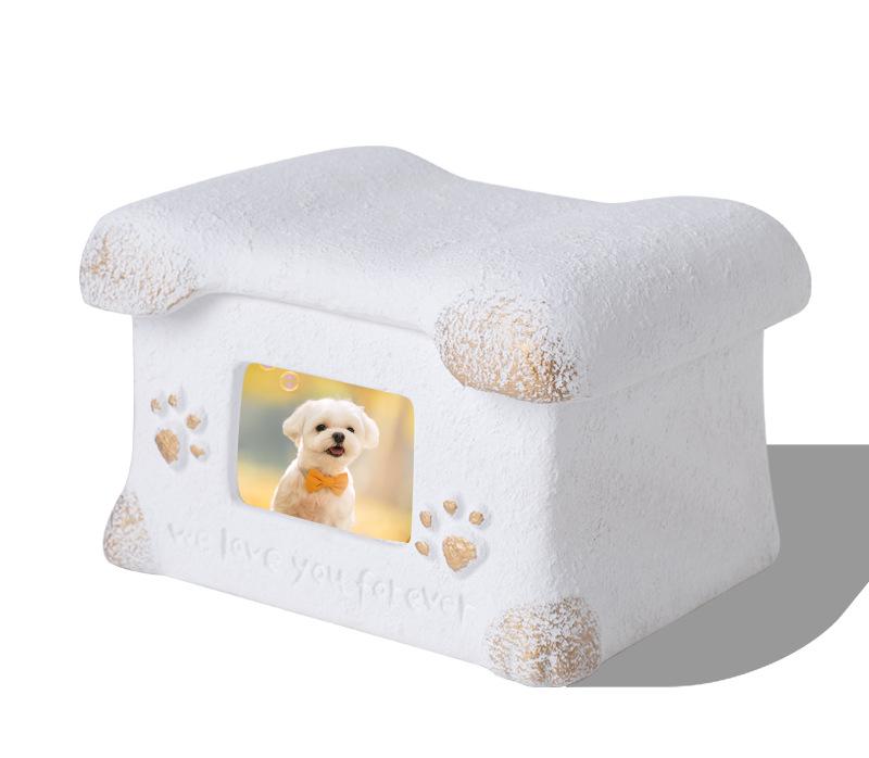 SoPets Pet Cremation Urn for Dogs Cats Personalized Memorial Box for Ashes with Secure Lid and Engraving Plate to Honor Your Beloved Pet Angel