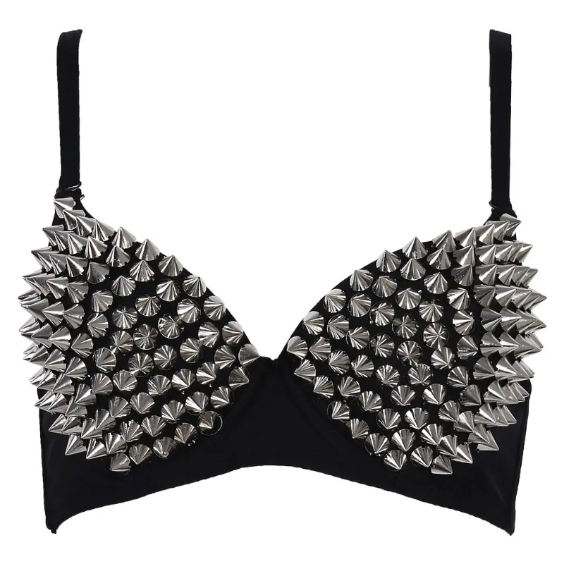 Sparkly Crystal Rhinestone Bra Top for Club Dance, Sequin Push-Up Bralette with Removable Straps, Dazzling Nightclub Stage Outfit, Trendy Rave & Festival Clubwear for Women