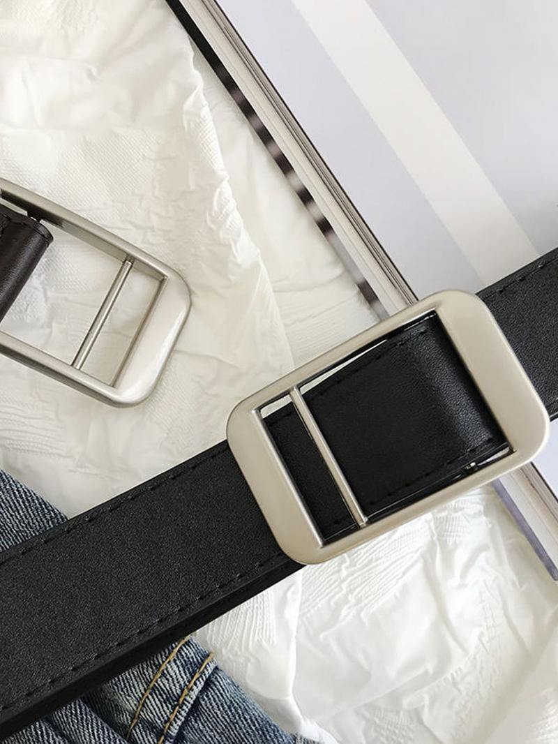 Unisex Business Solid Color PU Buckle Belt, Fashion Zinc Alloy Belt For Dress & Jeans, Daily All-match Clothing Decoration, Casual Business Belt