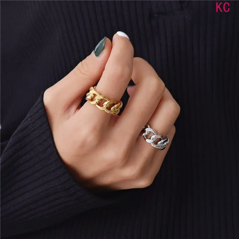 Chain Design Open Ring, Minimalist Finger Jewelry For Men And Women Daily Trendy Outfit Matching