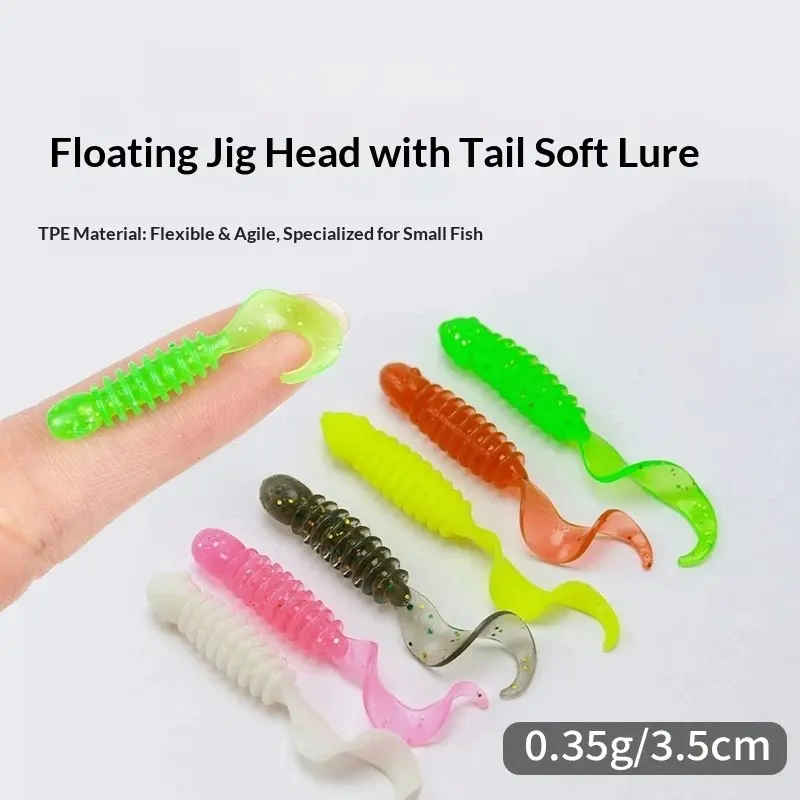 Curly Tail Lure Set, Micro Soft Bait, Scented Worm, Root Fishing Bait, 3.5cm Lure, Soft Plastic Bait, Fishing Grub, Mini Luya Bait, Artificial Fishing Lures, 20pcs