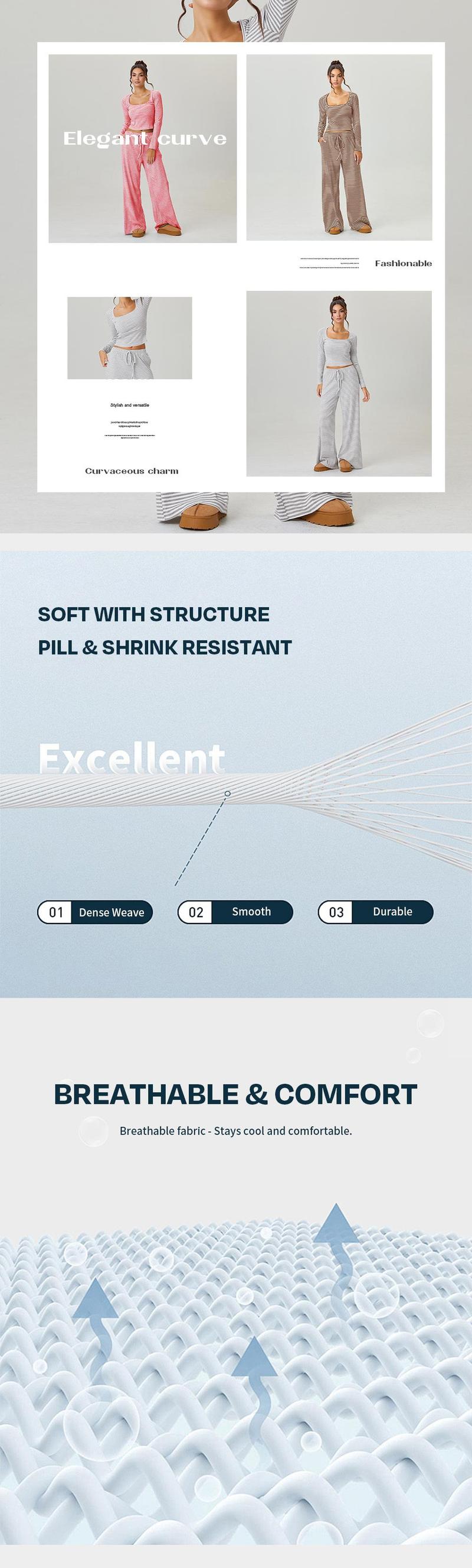 KatchMe Women's Leisure Square Neck Stripe Long Sleeve Crop Top & Low-Rise Wide Leg Trousers Co-ord, Lady Two Piece Outfits, Casual Going Out Set(US)