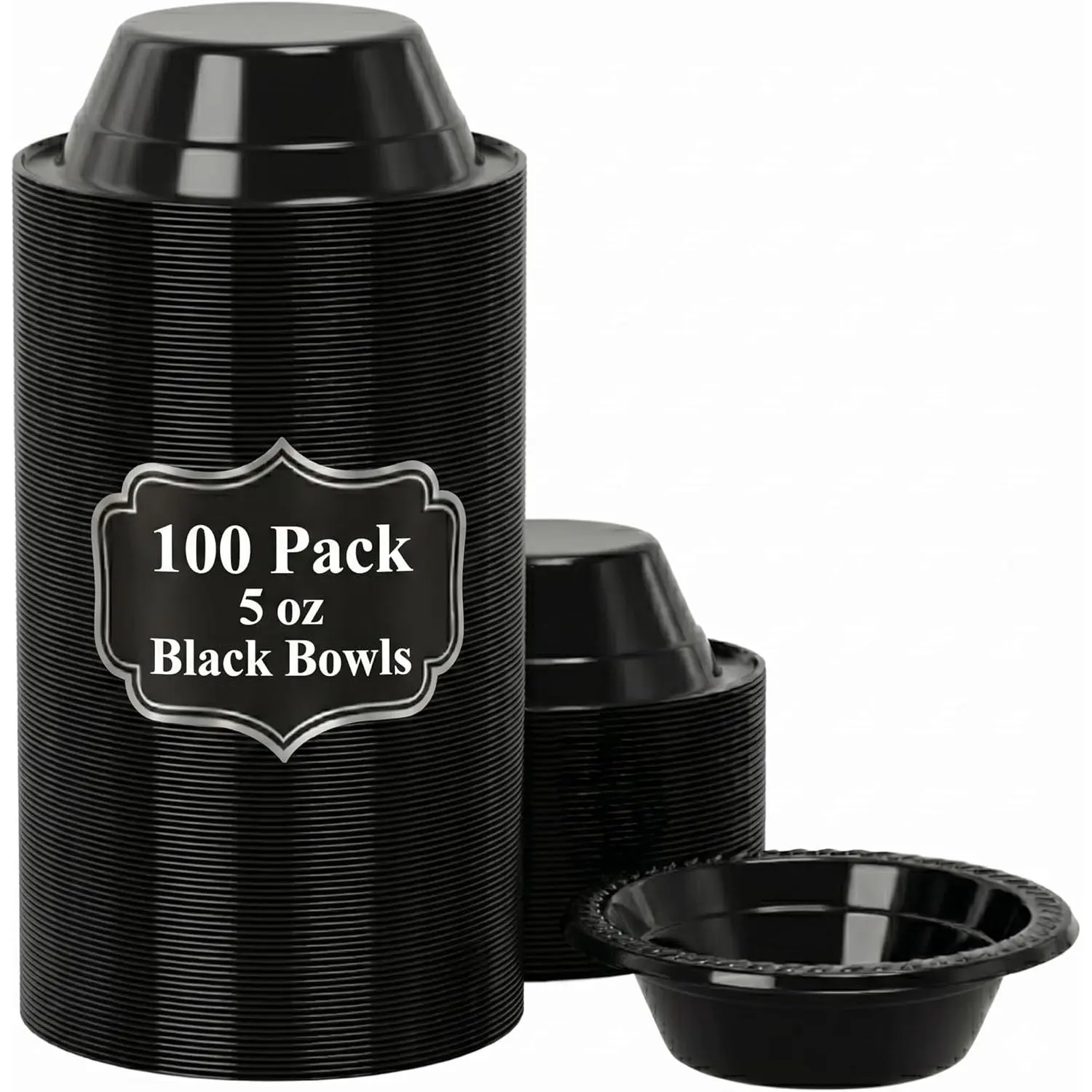 Black Small Plastic Bowls - 5 OZ, 100 Count Microwavable Black Disposable Bowls -  Heavy Duty And Sturdy Plastic Bowls Disposable