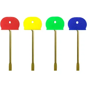 4 Pack Gold Emergency Key Replacement with Cap for Interior Bathroom Bedroom Door