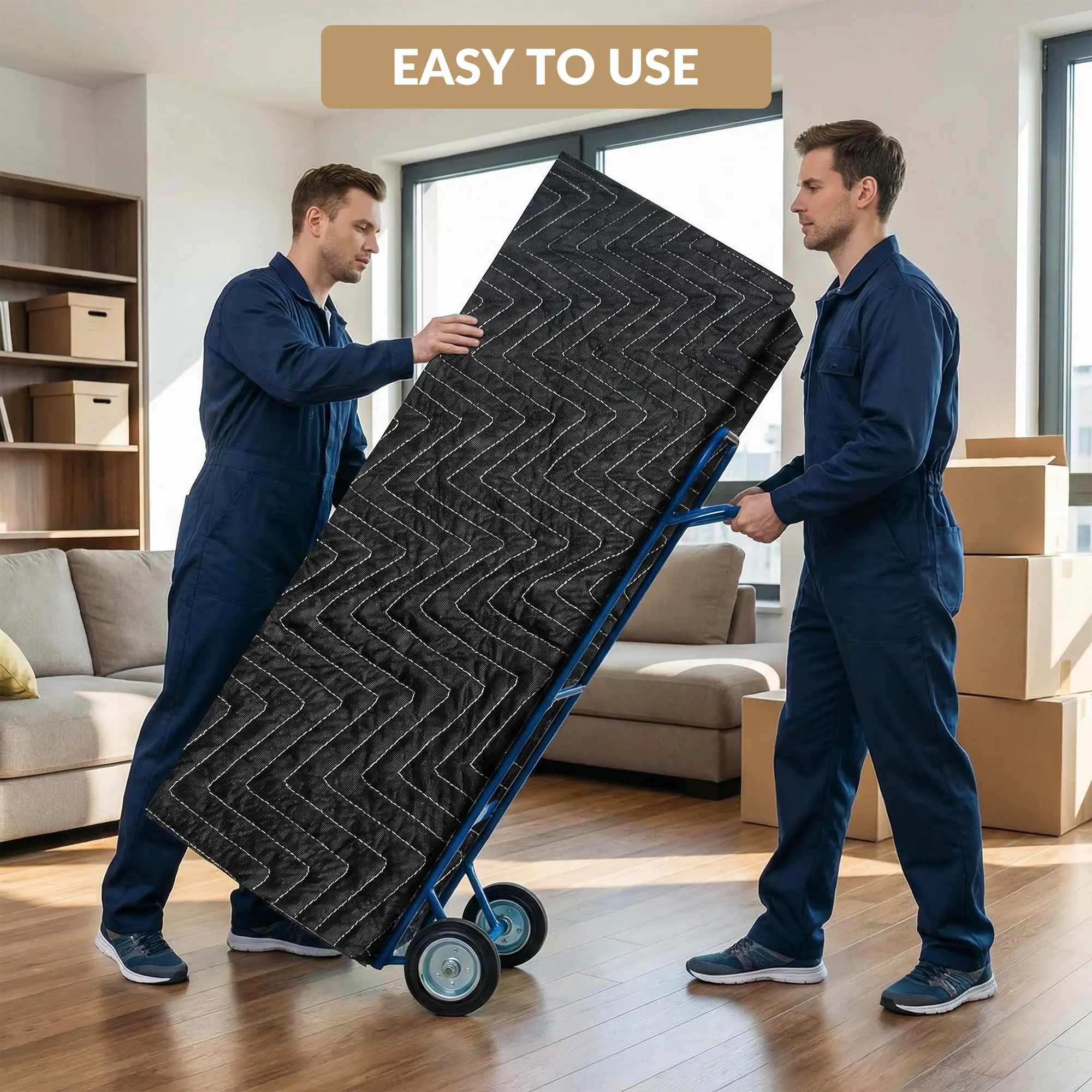 Heavy Duty Moving Blanket 183x203cm – Quilted Non-Woven Pad – Label, Particles & Mark Resistant – Durable Furniture Protection for Moving, Packing, Shipping, Storage