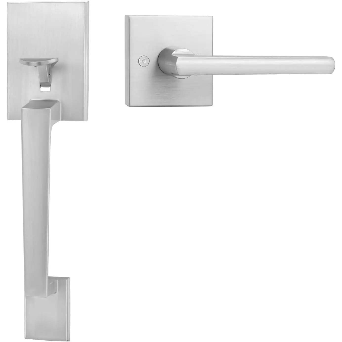 Brushed Nickel Front Door Handle, Entry Door Handle and Reversible Handle Lever, Single Cylinder Front Door Lock Only, Entry Way Handleset