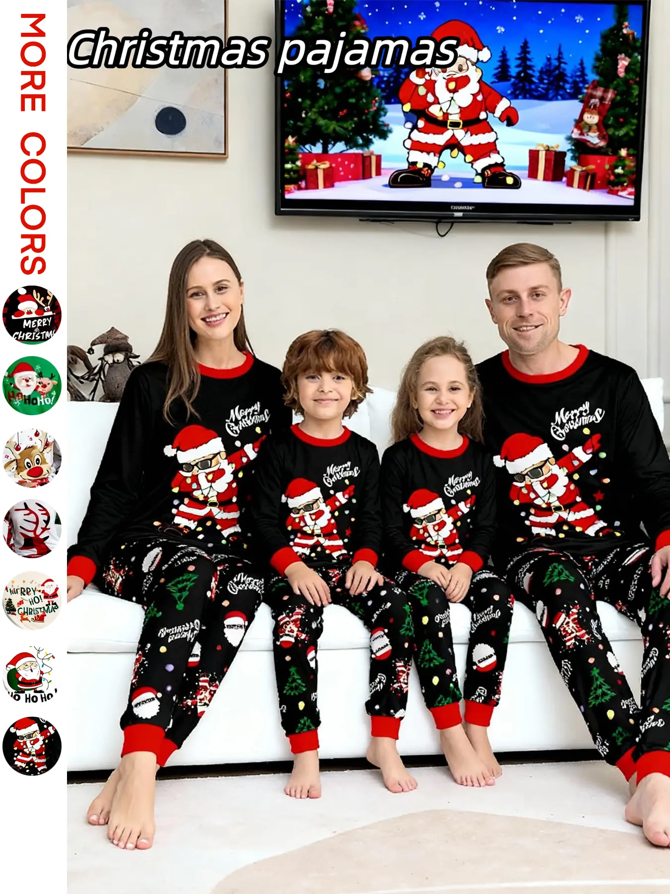 2-Piece Long Sleeve & Pants Christmas Couple Sleepwear Set, Men Women Homeewear, Kids Pajamas, Holiday Family Matching