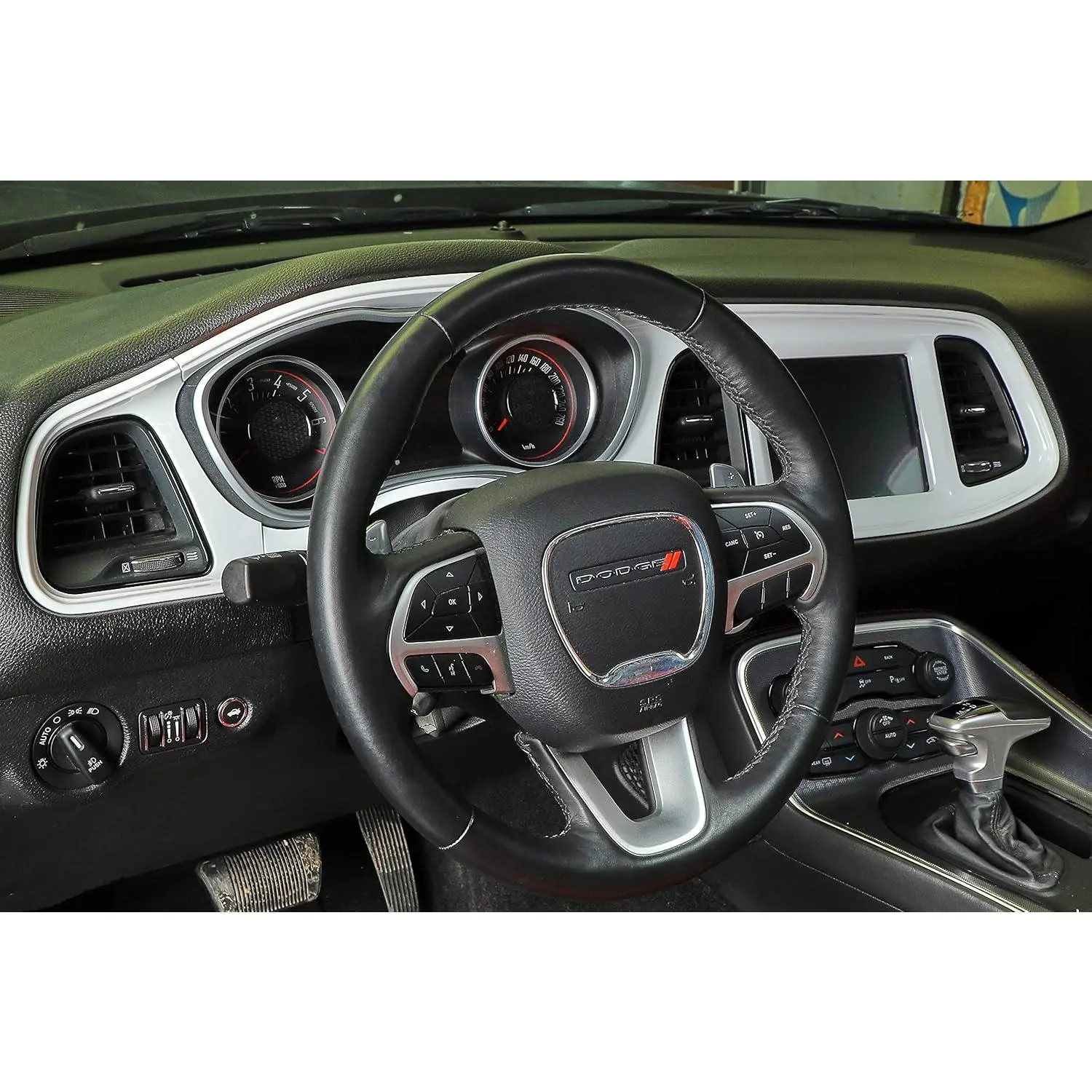 for Challenger Center Consoles  Board Dashboard Instrument Protecter Cover Trim Garnish for 2015-2026+  Challenger Interior Accessories, ABS White, 4 count