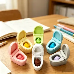 1pcsFunny Toilet Shape Eraser,random color, Easy to Erase, No Trace, Perfect Gift for Office, Home, School, New Year, Back-To-School