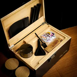 Wooden Lockable Storage Container with Tray, Odor-Proof Decorative Home Storage Box with Combination Lock, Multipurpose Organizer Bin for Jewelry & Household Items