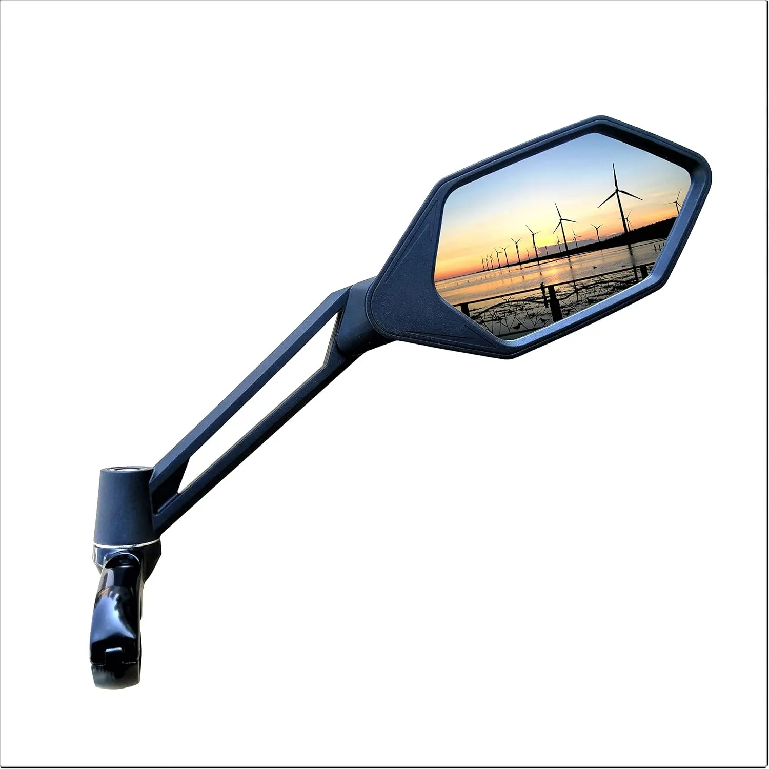 Scratch Resistant Glass Lens,Handlebar  Mirror, Adjustable Safe Rearview Mirror,  Mirror (Blue Right Side) ME-005RB