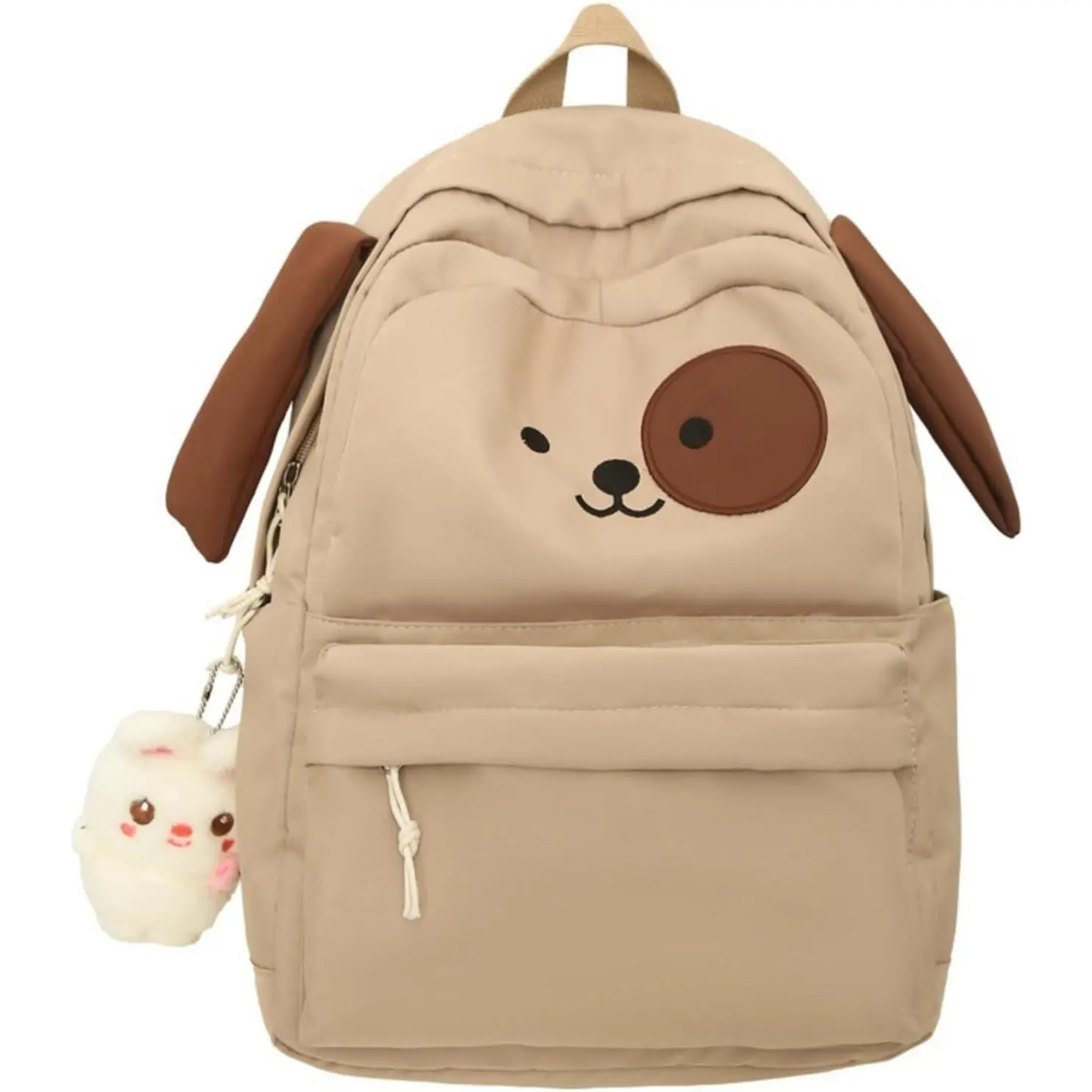 Cute puppy face backpack, stylish everyday bag, equipped with plush accessories, combining fun and practicality