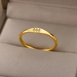Titanium steel ring for men and women, niche electroplated angel number stainless steel ins-style 1~9 plain ring jewelry