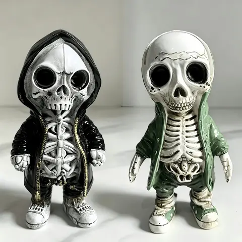 Spooky Halloween Skeleton Dolls, 2pcs Home Decor Sculptures, Resin Decorative Statue, Decorative Piece, Perfect for Atmosphere Decorations and Ornaments, Ideal for Halloween Celebrations, Figurines