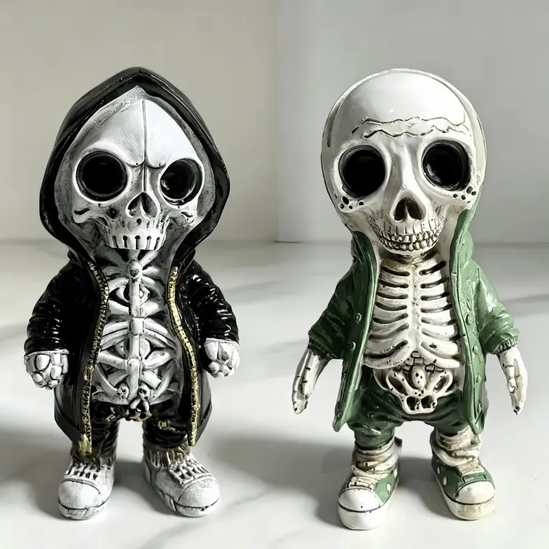 Spooky Halloween Skeleton Dolls, 2pcs Home Decor Sculptures, Resin Decorative Statue, Decorative Piece, Perfect for Atmosphere Decorations and Ornaments, Ideal for Halloween Celebrations, Figurines