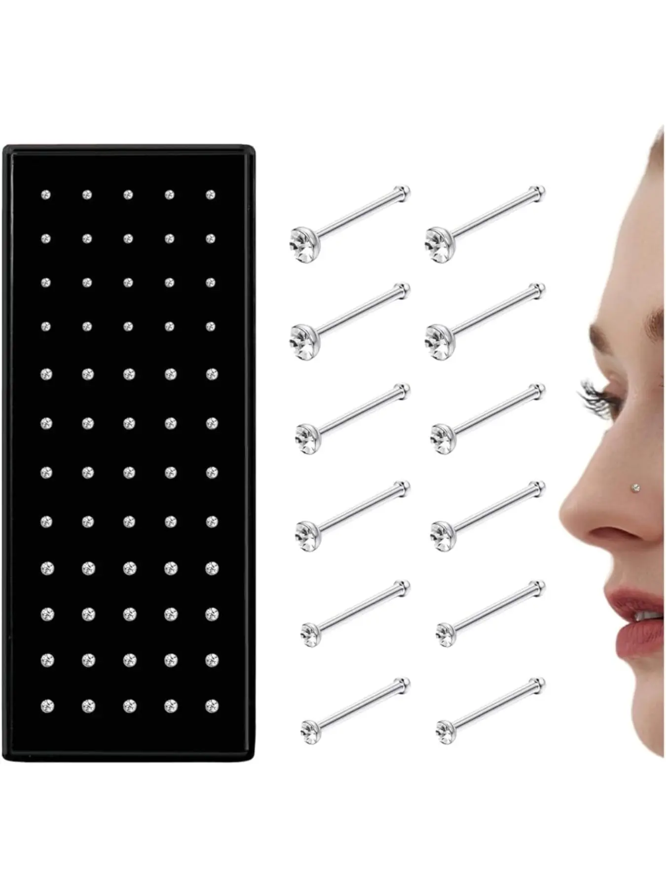 Straight L Shaped Stainless Steel Nose Studs Rings Piercing Pin Body Jewelry 20G-22G 1.5mm 2mm 2.5mm