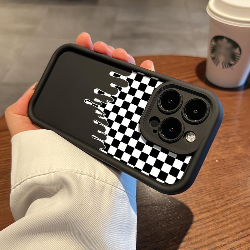 Checkered Pattern Phone Case, Soft Silicone, Fully Protected and Shockproof For iPhone 17 16 15 14 13 12 11 Pro Max Plus Air XSMAX Mini 16E 17E Protection