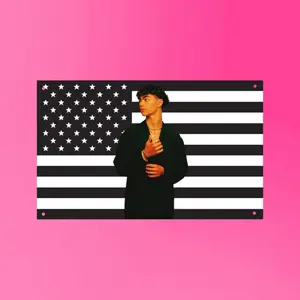 Malachi Barton Black USA Flag | Hot Actor Tapestry | Cute Teen Star Wall Decor | Aesthetic Celebrity Banner Y2K Indie Room Decor Wall Tapestry