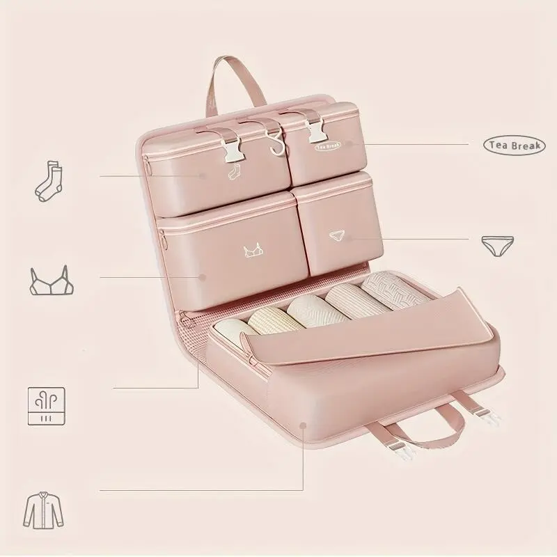 Six-In-One Travel Storage Bag Set, High-Quality Foldable Luggage Organizer, 6 Independent Zippered Compartments, Durable Nylon Material, Travel Organizer Bags
